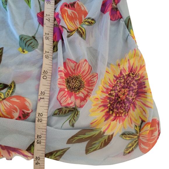 Vintage Y2k Cha Cha Vente Mesh Sheer Cold Shoulder top SM fairy whimsy Feminine - Picture 9 of 11